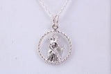 17 mm Round St Christopher necklace, Made From Solid Cast Silver
