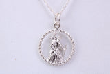 17 mm Round St Christopher necklace, Made From Solid Cast Silver
