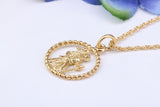 17 mm Round St Christopher Necklace, Made From Solid Cast Gold, British Hallmarked