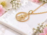 17 mm Round St Christopher Necklace, Made From Solid Cast Gold, British Hallmarked