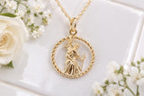 17 mm Round St Christopher Necklace, Made From Solid Cast Gold, British Hallmarked
