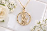 17 mm Round St Christopher Necklace, Made From Solid Cast Gold, British Hallmarked