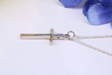 Small 25 mm Long Plain Polished Silver Cross Necklace, Made From Solid Cast Silver