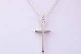 Small 25 mm Long Plain Polished Silver Cross Necklace, Made From Solid Cast Silver