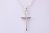 Small 25 mm Long Plain Polished Silver Cross Necklace, Made From Solid Cast Silver