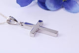 Sterling Silver Solid Chunky Cross Necklace, Made From Solid Cast Silver, Complete With Chain
