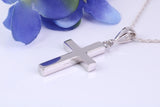 Sterling Silver Solid Chunky Cross Necklace, Made From Solid Cast Silver, Complete With Chain