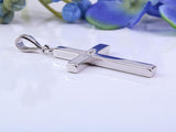 33 mm Long Chunky Diamond set Cross Necklace, Made From Solid Cast Silver, Complete With Chain