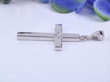 33 mm Long Chunky Diamond set Cross Necklace, Made From Solid Cast Silver, Complete With Chain