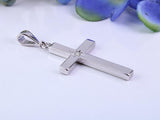 33 mm Long Chunky Diamond set Cross Necklace, Made From Solid Cast Silver, Complete With Chain