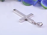 33 mm Long Chunky Diamond set Cross Necklace, Made From Solid Cast Silver, Complete With Chain
