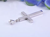 33 mm Long Chunky Diamond set Cross Necklace, Made From Solid Cast Silver, Complete With Chain