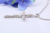 47 mm Long, Solid and Chunky Ornate Cross, Made From Solid Cast Silver, British Hallmarked