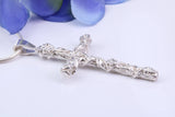 47 mm Long, Solid and Chunky Ornate Cross, Made From Solid Cast Silver, British Hallmarked