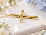 Twisted Rope Effect Cross Necklace, Made From Solid Cast Gold, British Hallmarked