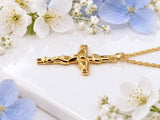 Small Crucifix Necklace, Made From Solid Cast Gold, British Hallmarked