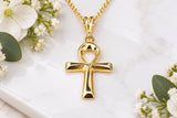 Small Ankh Cross Necklace, Made From Solid Cast Gold, British Hallmarked