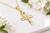 Small Ankh Cross Necklace, Made From Solid Cast Gold, British Hallmarked