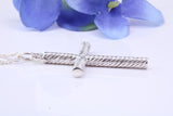 Twisted Rope Effect Silver Cross Necklace, Made From Solid Cast Silver