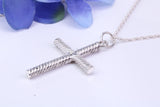 Twisted Rope Effect Silver Cross Necklace, Made From Solid Cast Silver