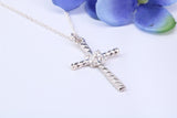 32 mm Long, Twisted Rope Effect Silver Cross, Made From Solid Cast Silver