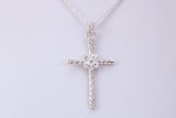 32 mm Long, Twisted Rope Effect Silver Cross, Made From Solid Cast Silver