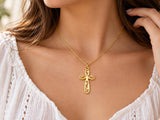 28 mm Long Cross Necklace, Made From Solid Cast Gold, British Hallmarked