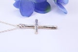 27 mm Long, Sterling Silver Bark effect Cross, Made From Solid Cast Silver
