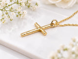 Bark Effect Cross Necklace, Made From Solid Cast Gold, British Hallmarked