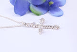 Small Ornate Cross Necklace, Made From Solid Cast Silver, Complete With Silver Chain