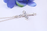 Small Ornate Cross Necklace, Made From Solid Cast Silver, Complete With Silver Chain