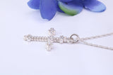 Small Ornate Cross Necklace, Made From Solid Cast Silver, Complete With Silver Chain