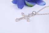 Small Ornate Cross Necklace, Made From Solid Cast Silver, Complete With Silver Chain