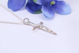 25 mm Long Small Silver Crucifix Necklace, Made From Solid Cast Silver, With Silver Chain