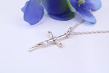 25 mm Long Small Silver Crucifix Necklace, Made From Solid Cast Silver, With Silver Chain