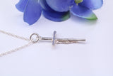 25 mm Long Small Silver Crucifix Necklace, Made From Solid Cast Silver, With Silver Chain