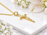 Small Dainty Crucifix Necklace, Made From Solid Cast Gold, British Hallmarked