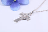 Small 25 mm Long Celtic Cross, Made From Solid Cast Silver, Complete With Silver Chain