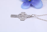 Small 25 mm Long Celtic Cross, Made From Solid Cast Silver, Complete With Silver Chain