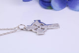 Small 25 mm Long Celtic Cross, Made From Solid Cast Silver, Complete With Silver Chain