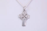 Small 25 mm Long Celtic Cross, Made From Solid Cast Silver, Complete With Silver Chain