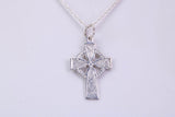 Small 25 mm Long Celtic Cross, Made From Solid Cast Silver, Complete With Silver Chain