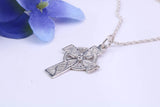 Small 25 mm Long Celtic Cross, Made From Solid Cast Silver, Complete With Silver Chain