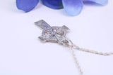 Small 25 mm Long Celtic Cross, Made From Solid Cast Silver, Complete With Silver Chain