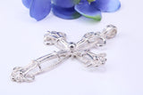 62 mm Long, Large Silver Ornate Cross, Made From Solid Cast Silver, British Hallmarked