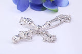 62 mm Long, Large Silver Ornate Cross, Made From Solid Cast Silver, British Hallmarked