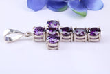 60 mm Long, Large and Chunky Amethyst C Z set Cross, Made From Solid Cast Silver