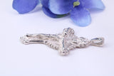 43 mm Long, Ornate Sterling Silver Crucifix Necklace, Made From Solid Cast Silver, British Hallmarked