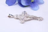 43 mm Long, Ornate Sterling Silver Crucifix Necklace, Made From Solid Cast Silver, British Hallmarked