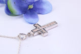 Small 23 mm Long Diamond White C Z set Silver Cross, Made From Solid Cast Silver